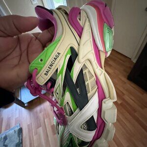Balenciaga Track Size UK 41 men. Creme w/ White,Pink ,Lime Green trim